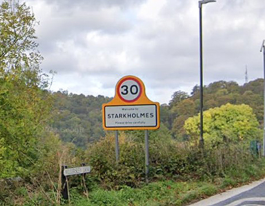 30mph sign and Starkholmes placename